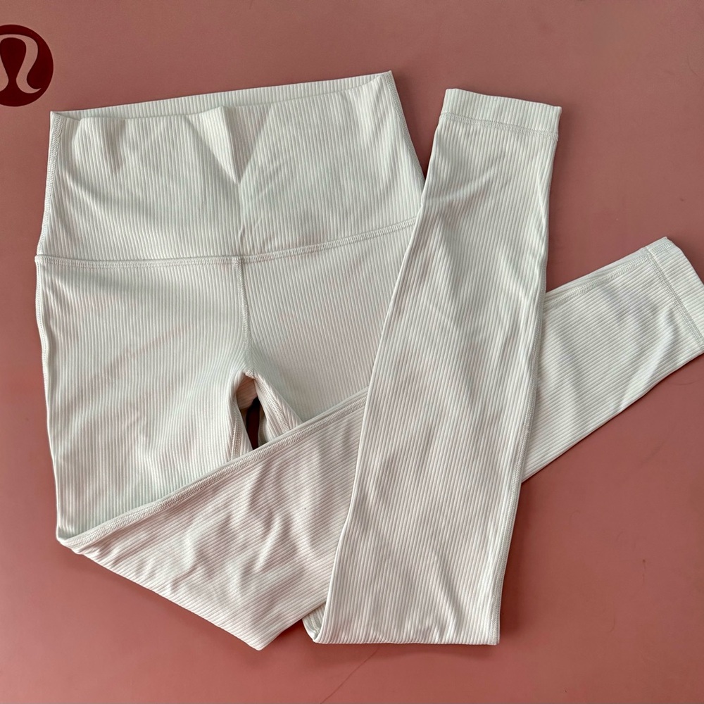 lululemon align ribbed high rise pant 28” *shine - size 4 - color bone 🥥